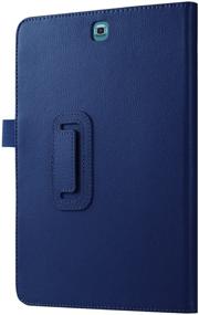 img 1 attached to Stylish Slim Folding Cover Case with Auto Wake/Sleep & Stylus Pen Loop | Designed for Samsung Galaxy Tab A 8.0 2015 Tablet SM-T350 | Dark Blue | (Not Compatible with 2017 Tab A 8.0)