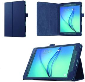 img 4 attached to Stylish Slim Folding Cover Case with Auto Wake/Sleep & Stylus Pen Loop | Designed for Samsung Galaxy Tab A 8.0 2015 Tablet SM-T350 | Dark Blue | (Not Compatible with 2017 Tab A 8.0)