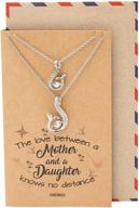 handcrafted mother daughter necklace set: mermaid tail pendant with swarovski crystals, beach themed collar charm, set of 2 necklaces, inspirational quote, greeting card included logo