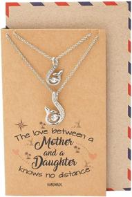 img 4 attached to Handcrafted Mother Daughter Necklace Set: Mermaid Tail Pendant with Swarovski Crystals, Beach Themed Collar Charm, Set of 2 Necklaces, Inspirational Quote, Greeting Card Included