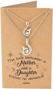 img 3 attached to Handcrafted Mother Daughter Necklace Set: Mermaid Tail Pendant with Swarovski Crystals, Beach Themed Collar Charm, Set of 2 Necklaces, Inspirational Quote, Greeting Card Included