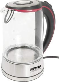 img 4 attached to 🔌 Better Chef Cordless Electric Kettle - 7-Cup Borosilicate Glass, LED Light, 360-deg Swivel Base, Auto Boil-Dry Shut-Off - Glass, Black, Stainless