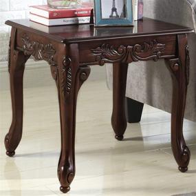 img 2 attached to Dark Cherry Wood End Table with Traditional Ornate Detailing – Roundhill Furniture