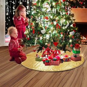 img 2 attached to Premium 48 Inch Gold Sequin Christmas Tree Skirt: Double Layers Xmas Tree Mat for Stunning Holiday Decorations - Indoor & Outdoor Supplies