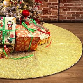 img 4 attached to Premium 48 Inch Gold Sequin Christmas Tree Skirt: Double Layers Xmas Tree Mat for Stunning Holiday Decorations - Indoor & Outdoor Supplies