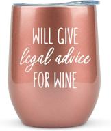 🍷 lawyer gifts: "will give legal advice for wine" 12oz tumbler/mug – perfect gift idea for law school, judges, and attorneys – ideal for wine or coffee enthusiasts – graduation, paralegals, men, women logo