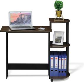 img 1 attached to 🖥️ Stylish and Functional FURINNO Compact Computer Desk with Shelves in Columbia Walnut/Black