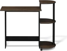 img 2 attached to 🖥️ Stylish and Functional FURINNO Compact Computer Desk with Shelves in Columbia Walnut/Black