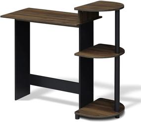 img 4 attached to 🖥️ Stylish and Functional FURINNO Compact Computer Desk with Shelves in Columbia Walnut/Black