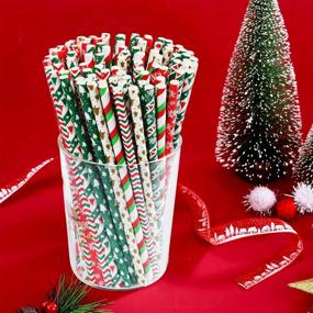 img 2 attached to 🎄 ALINK 200 Christmas Paper Straws: Festive Striped Christmas Tree and Snowflake Party Decorations Supplies