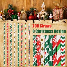 img 3 attached to 🎄 ALINK 200 Christmas Paper Straws: Festive Striped Christmas Tree and Snowflake Party Decorations Supplies