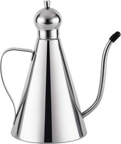 img 4 attached to WUWEOT 34OZ Stainless Steel Olive Oil Dispenser - Oil Bottle Storage Container for Vinegar, Soy Sauce - Drip Free Pouring for Kitchen Cooking, BBQ