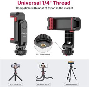 img 2 attached to 📸 ST-06s Camera Phone Tripod Mount - Cell Phone Hot Shoe Holder with 2 Cold Shoe Phone Clip, 360° Rotation Smartphone Clamp Compatible for iPhone, Android, Sony, Canon, DJI Ronin S/SC, Zhiyun Gimbals