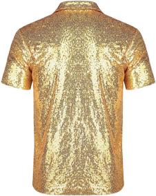 img 3 attached to URRU Shirts Nightclub Metallic Champagne Men's Clothing in Shirts