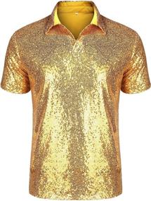 img 4 attached to URRU Shirts Nightclub Metallic Champagne Men's Clothing in Shirts