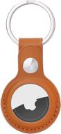 ficepe airtag case: stylish and durable keychain leather holder - 1 pack dark orange logo