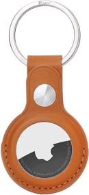 img 4 attached to FICEPE AirTag Case: Stylish and Durable Keychain Leather Holder - 1 Pack Dark Orange