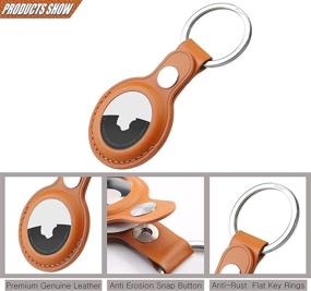 img 3 attached to FICEPE AirTag Case: Stylish and Durable Keychain Leather Holder - 1 Pack Dark Orange