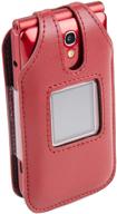 fitted leather case for alcatel greatcall jitterbug flip phone for seniors, enhanced with rotating belt clip, screen & keypad protection, ensures secure fit (red) logo