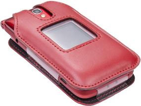 img 3 attached to Fitted Leather Case for Alcatel GreatCall Jitterbug Flip Phone for Seniors, Enhanced with Rotating Belt Clip, Screen & Keypad Protection, Ensures Secure Fit (Red)