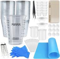 🔬 resin measuring cups - pixiss pack of 20 10oz clear plastic measuring cup for epoxy resin, stain, paint mixing - reusable half pint multipurpose mixing cups for cooking, baking, and more logo