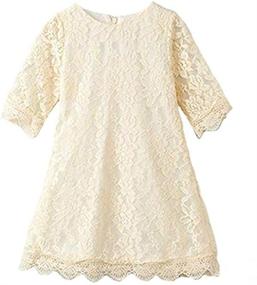 img 1 attached to 👗 Girls Vintage Lace Flower Dress - Boho Party Princess Dress with 3/4 Sleeves