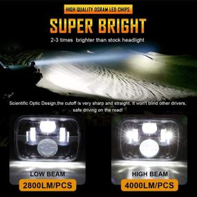 img 3 attached to 🔦 Auxbeam 5x7 7x6 Inch LED Headlights for Jeep Wrangler YJ Cherokee XJ GMC H6054 6054 Rectangular Headlight Replacement, High Low Beam, H5054 H6054LL 69822 6052 6053 (Black)