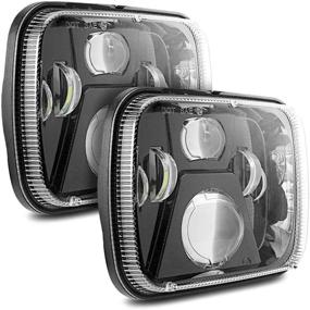 img 4 attached to 🔦 Auxbeam 5x7 7x6 Inch LED Headlights for Jeep Wrangler YJ Cherokee XJ GMC H6054 6054 Rectangular Headlight Replacement, High Low Beam, H5054 H6054LL 69822 6052 6053 (Black)