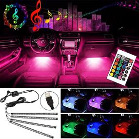 img 4 attached to 🚗 MYFAMIREA Car LED Strip Light: 4pcs 72 LED Multicolor Music Atmosphere Lights with Sound Active Function and Wireless Remote Control