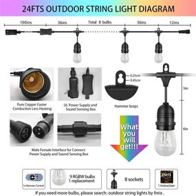 img 1 attached to Enhance Your Outdoor Ambiance with FMIX 24FTS Color Changing String Lights - Remote Control, Weatherproof, Shatterproof, Auto Flash, Music Sync, Connectable - Perfect for Patio, Cafe