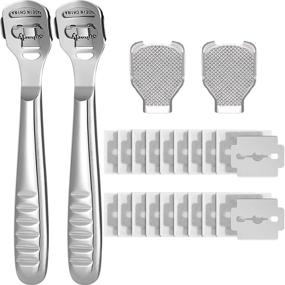 img 4 attached to 🦶 Complete Foot Care Set: 24 Pieces Including 2 Callus Shaver Sets with Accessories for Hand and Feet - Grooved Handle Design!