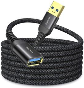 img 4 attached to 🔌 AINOPE 6.6FT USB 3.0 Extension Cable: High-Speed Male to Female Type A Cord for Keyboard, Mouse, Flash Drive, Hard Drive - Black