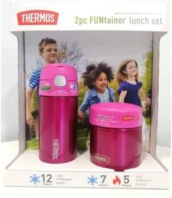 img 3 attached to Kids Thermos FUNtainer Lunch Set - BPA 🎒 Free, Dishwasher Safe, 2 PC (Pink, 2 PC Set)