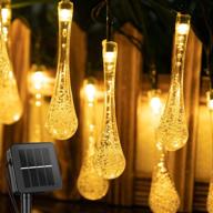 🌟 25.7 feet outdoor solar string lights: 40 led water drop fairy crystal lights - waterproof & 8 modes for patio, garden, yard, tree, wedding party decor - warm white логотип