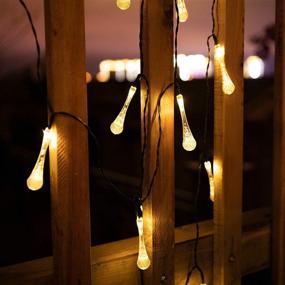 img 2 attached to 🌟 25.7 Feet Outdoor Solar String Lights: 40 LED Water Drop Fairy Crystal Lights - Waterproof & 8 Modes for Patio, Garden, Yard, Tree, Wedding Party Decor - Warm White