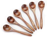 🥄 set of 6 small wooden spoons - sevensun 6pcs teaspoons for cooking condiments, serving and daily use - mini honey spoon logo