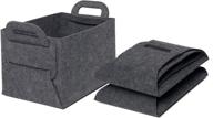 📦 stiff felt storage basket 3 pack - collapsible bin with carry handles for shelves - multipurpose organizer and toy chests for bedroom, nursery, closet, laundry - dark grey, 13.8 x 9.85 x 8.66 inches logo