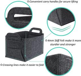 img 2 attached to 📦 Stiff Felt Storage Basket 3 Pack - Collapsible Bin with Carry Handles for Shelves - Multipurpose Organizer and Toy Chests for Bedroom, Nursery, Closet, Laundry - Dark Grey, 13.8 x 9.85 x 8.66 inches