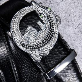 img 2 attached to 💼 Exquisite and Stylish Rhinestone Men's Belt with Automatic Adjustable Buckle – Perfect Business Accessory