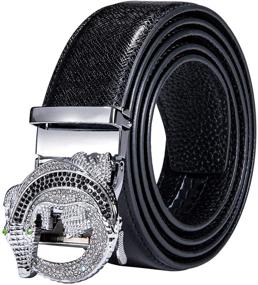 img 4 attached to 💼 Exquisite and Stylish Rhinestone Men's Belt with Automatic Adjustable Buckle – Perfect Business Accessory