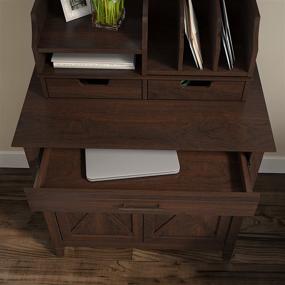 img 1 attached to 🍒 Bing Cherry Key West Secretary Desk by Bush Furniture: Featuring Keyboard Tray and Storage Cabinet