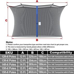 img 2 attached to Cliselda Trampoline Replacement Safety Enclosure Net - Breathable & Weather-Resistant - 12ft to 15ft Sizes - Compatible with 6-8 Pole Round Frames - Adjustable Straps - Net Only