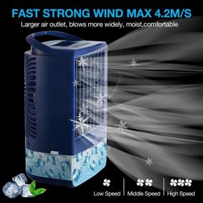 img 2 attached to Efficient Mini Air Conditioner Fan with 4000mAh Battery & Remote - Personal Air Cooler (Deep Blue)