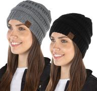 🧣 funky junque exclusive women's beanie bundle - solid ribbed knit hats for warmth, softness, and style: pack of 2 logo