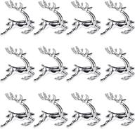 🎄 zeedix set of 12 silver elk christmas napkin rings for dining table setting - rustic dinner tables setting decor for wedding receptions, christmas, thanksgiving holiday party dinner parties logo