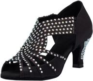 ✨ sparkle in style: tda women's flared heel glitter crystals for latin modern salsa tango ballroom wedding dance shoes logo