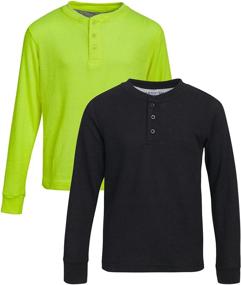 img 4 attached to Bass Creek Outfitters Boys' T-Shirt - Pack of 2 Long Sleeve Thermal Henley Tees (Size: 8-18)