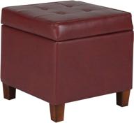 🔴 red leatherette tufted square storage ottoman: stylish and functional homepop ottoman with hinged lid logo