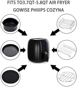 img 1 attached to 🍳 Air Fryer Accessories 7 Inch with Recipe Cookbook, Compatible with Phillips & Gowise Air Fryers (3.2QT - 5.8QT), Set of 6 (Black)