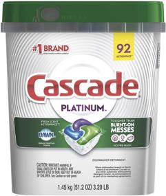 img 1 attached to 🌟 Get Sparkling Clean Dishes with Cascade Platinum Dishwasher Detergent - 16x Strength, Dawn Grease Fighting Power, Fresh Scent (92 Count)